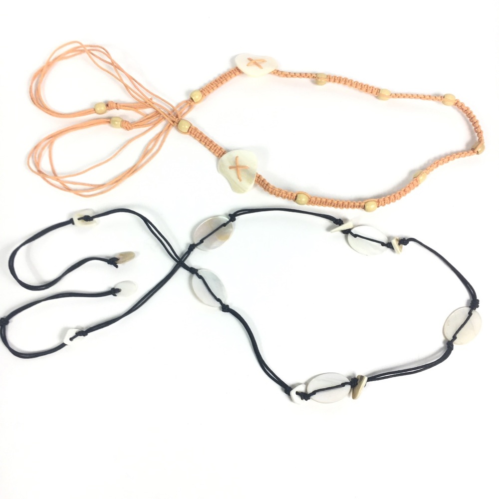 Mother of Pearl Beaded Tie Belt lot of two
